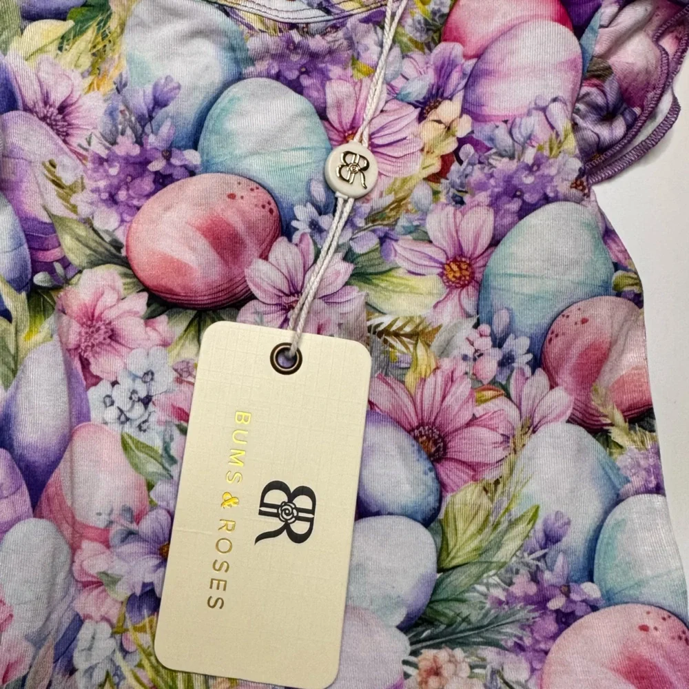 Bums & Roses Ruffle Dress So Eggstra 6-12 months bamboo Easter egg‎ twirl NEW